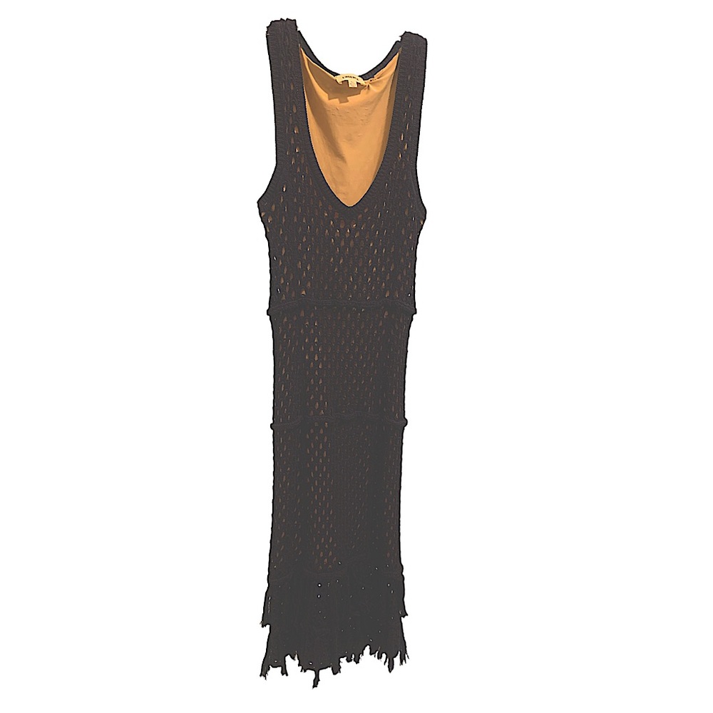 L’Agence Black crochet midi dress size xs